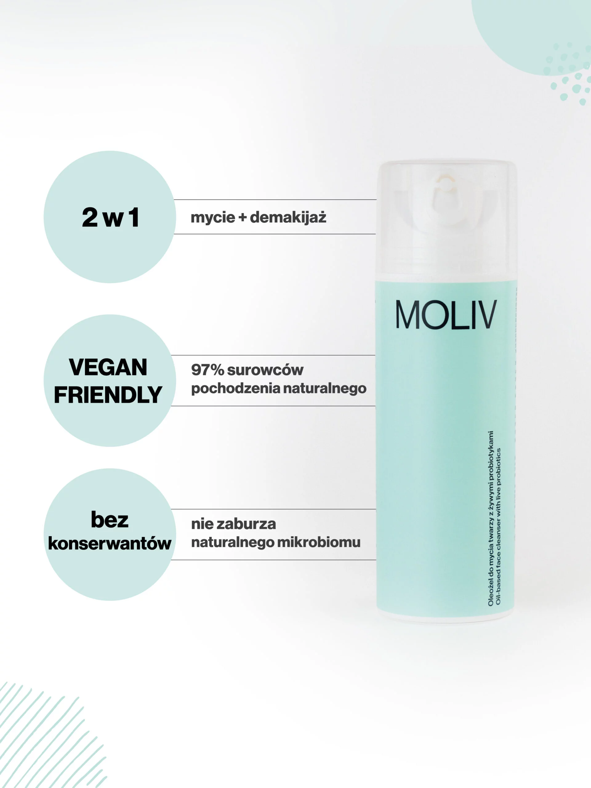 ZESTAW HYDRATE Oleożel do mycia twarzy z żywymi probiotykami 150ml, Krem do twarzy NAWILŻAJĄCY 30ml, Serum do twarzy 30ml - obrazek 3